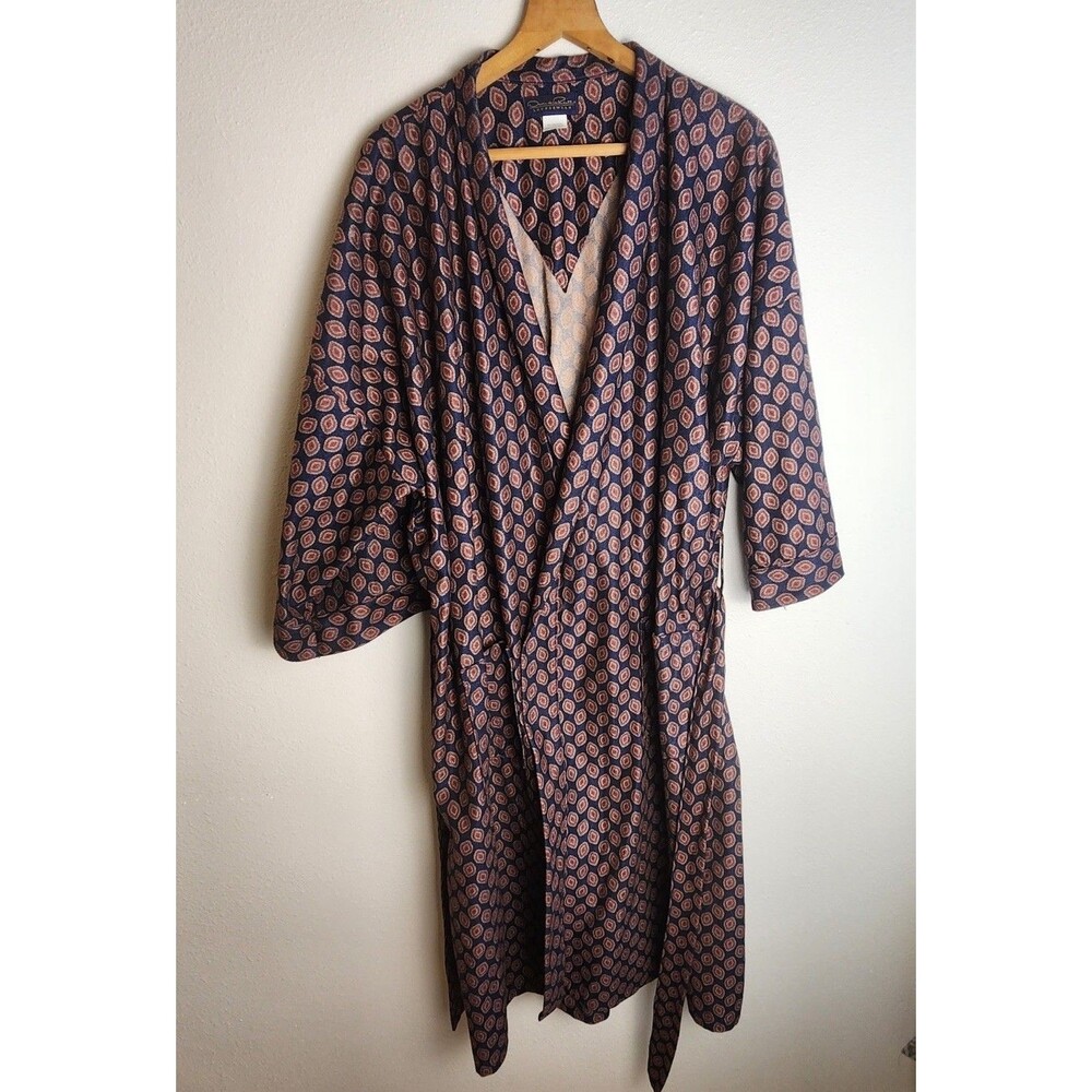 Vintage Oscar de la Renta Belted Men's Robe 1X/2X Paisley Print Long Sleeve, USA
